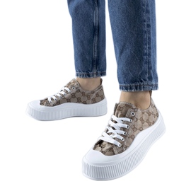 Brown sneakers decorated with the Cavi monogram beige