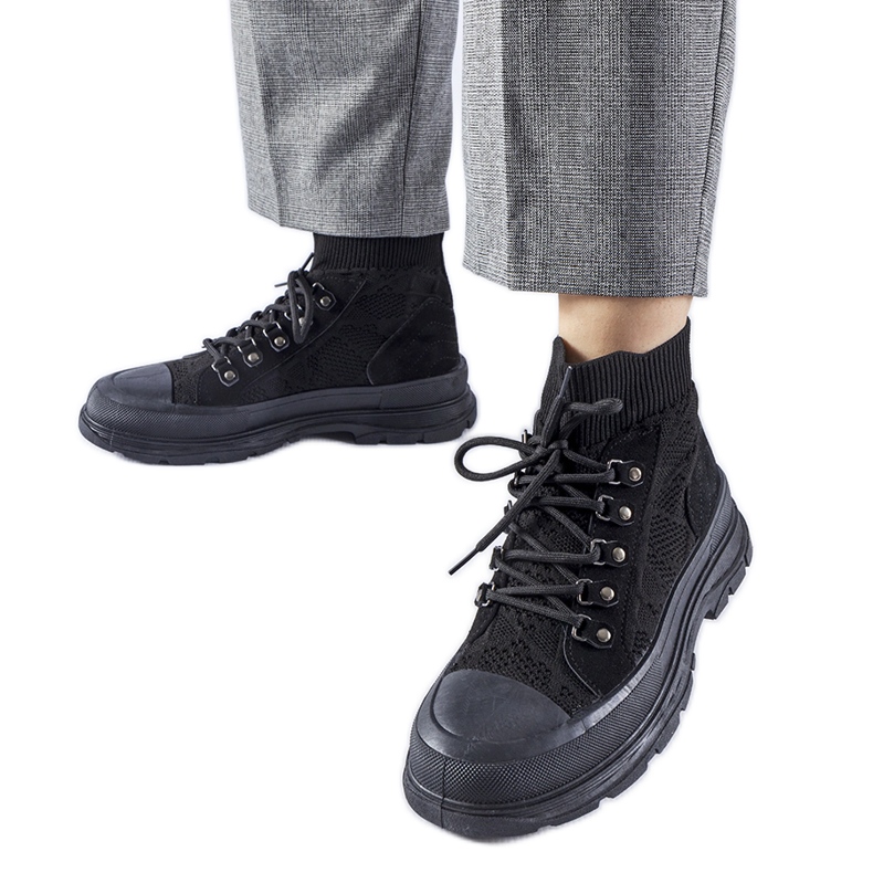 Black high-top Casalma fabric sneakers