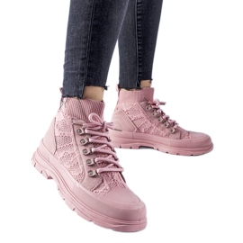 Pink Casalma high-top fabric sneakers Pink Casalma high-top fabric sneakers