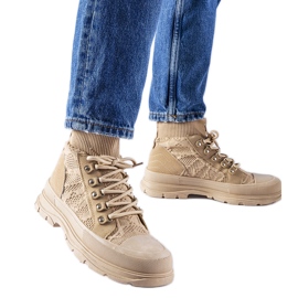 Beige high-top fabric sneakers by Casalma