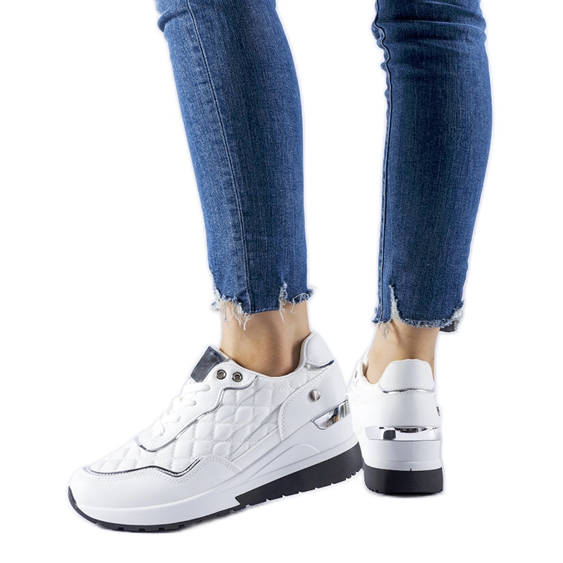White quilted Pisignano wedge sneakers White quilted Pisignano wedge sneakers