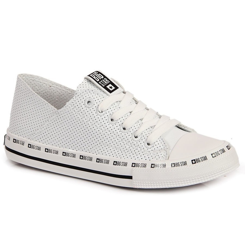 Low eco leather openwork sneakers, white Big Star FF274024