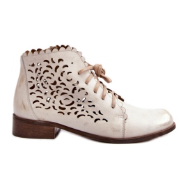 Zazoo 2871 Women's Openwork Lace-Up Ankle Boots, Gold, Brushed golden