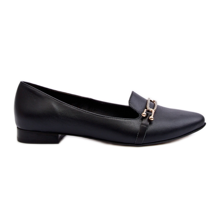 Zazoo 2885 Leather Ballet Flats With Decoration, Black