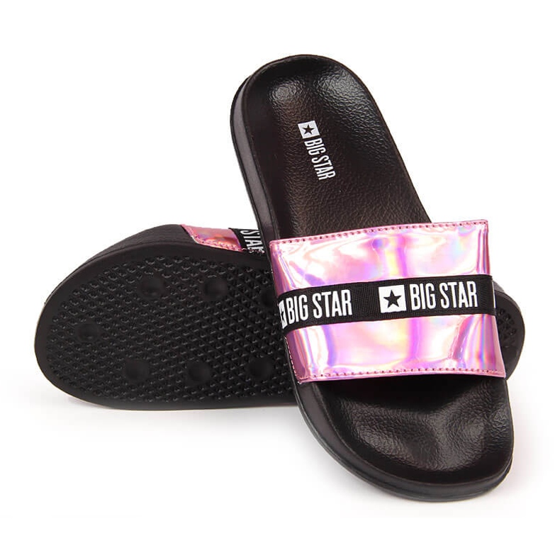 Holo pink women's beach flip-flops Big Star GG274A008 Holo pink women's beach flip-flops Big Star GG274A008