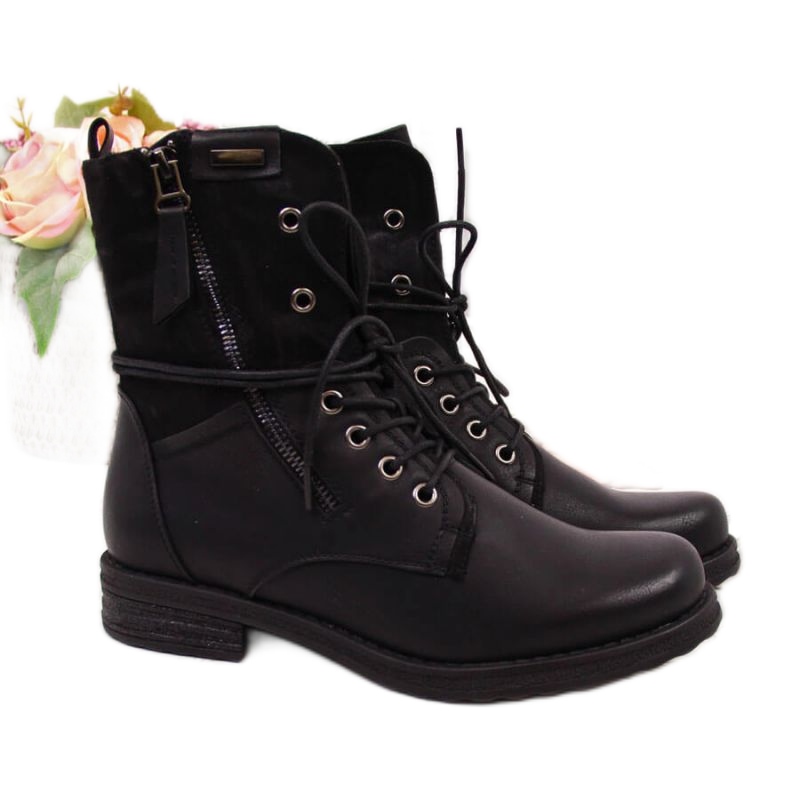 Jezzi W JEZ254A lace-up and zipper bag, black