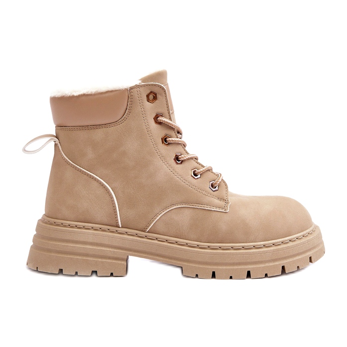 Women's boots insulated with beige fur Women's boots insulated with beige fur