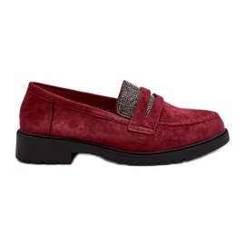 Women's Embellished Burgundy Moccasins by Dananei red