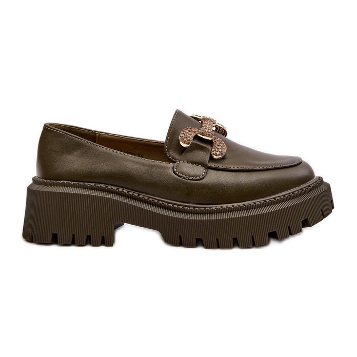 Women's Moccasins With Decoration, Dark Green Gargi