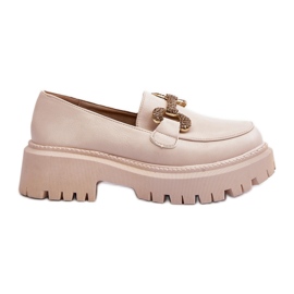 Women's Moccasins With Decoration, Light Beige Gargi
