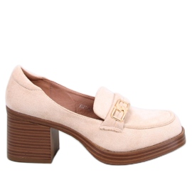 Corinai Beige high-heeled loafers
