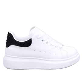 Parkss WHITE/BLACK platform sneakers with rhinestones