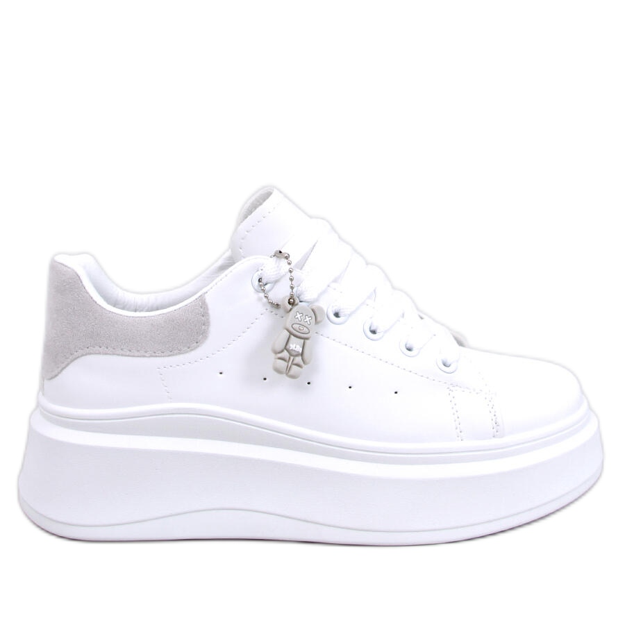 Sneakers platform top bianche pelle