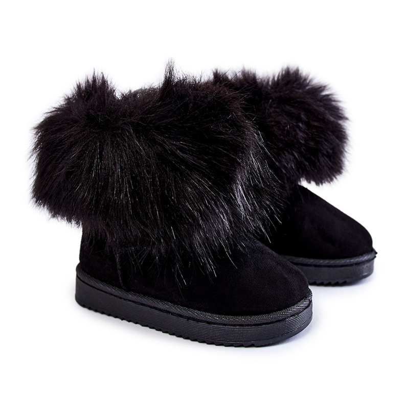 Children's snow boots with fur, black