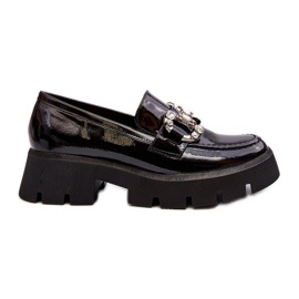 Women's Patent Leather Moccasins With Decoration, Black Arsaba Women's Patent Leather Moccasins With Decoration, Black Arsaba