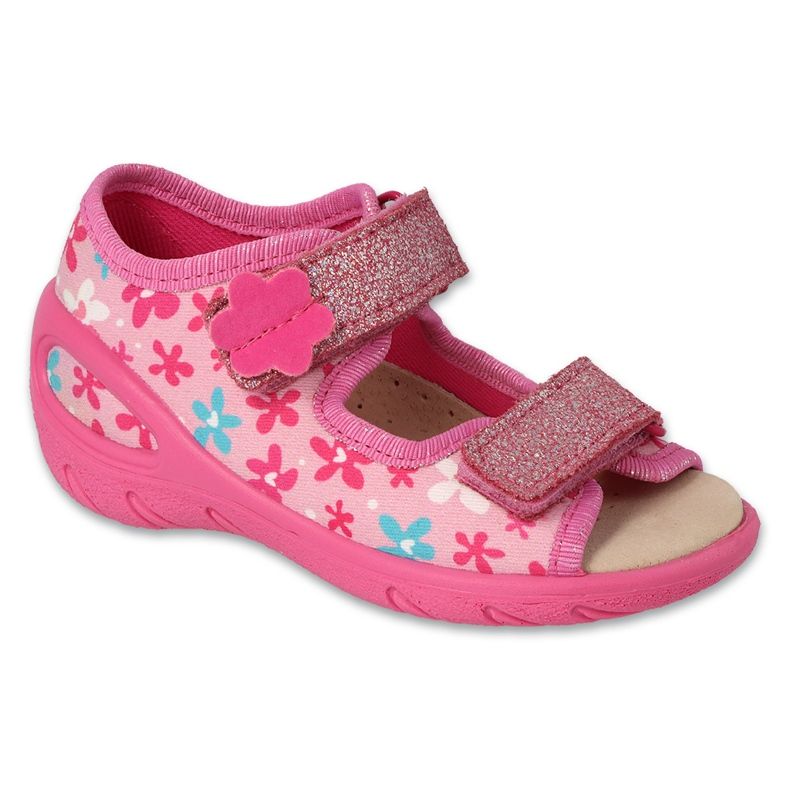 Befado children's sandals with leather insert 063P001 pink flowers Befado children's sandals with leather insert 063P001 pink flowers