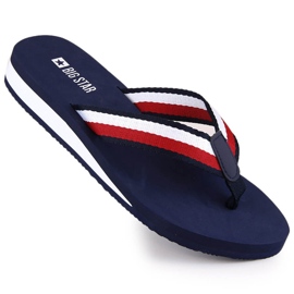 Women's navy blue wedge flip-flops Big Star LL274779