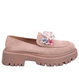 Stefani Khaki beaded platform loafers beige Stefani Khaki beaded platform loafers beige