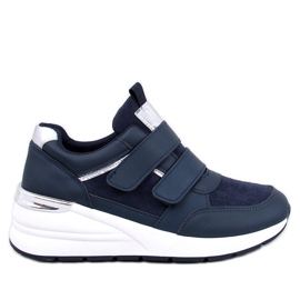 Moulton Navy wedge sneakers with Velcro blue