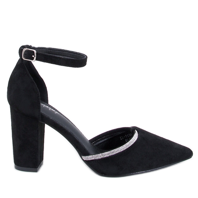 Ingrid Black high-heeled pumps with rhinestones