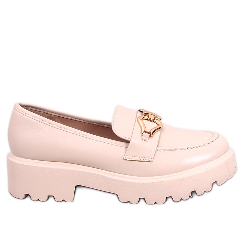 Zandra Beige buckle loafers