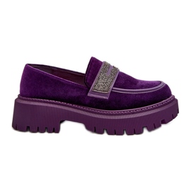 Women's Velor Moccasins With Decoration, Purple Wendreda violet