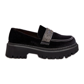 Women's Velor Moccasins With Decoration Black Wendreda