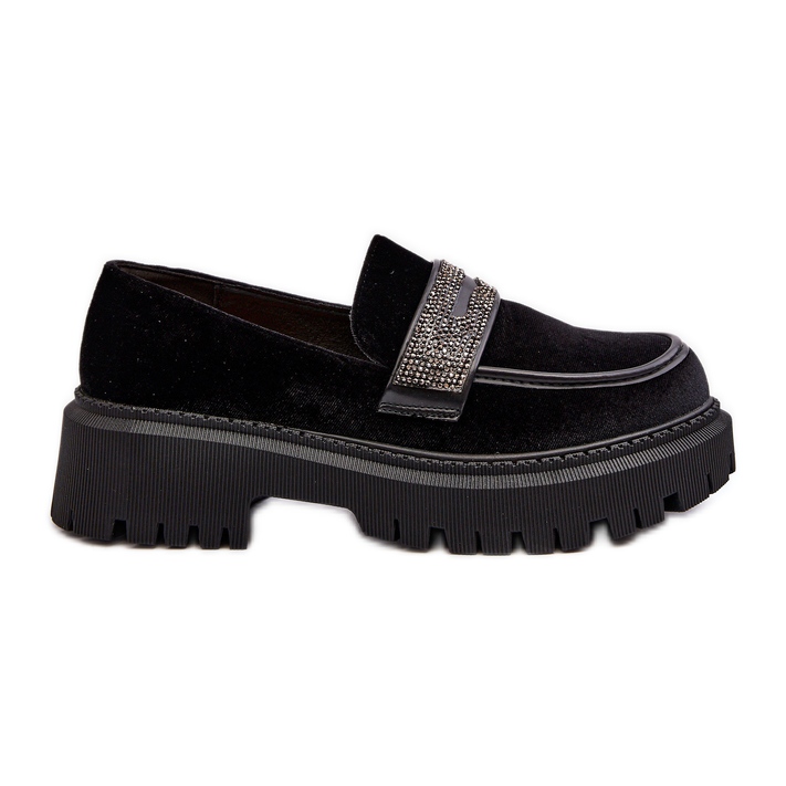 Women's Velor Moccasins With Decoration Black Wendreda