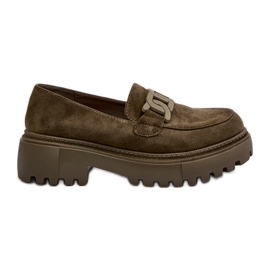 Women's Moccasins With Chain Dark Green Mevre