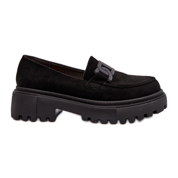 Women's Moccasins With Chain Black Mevre