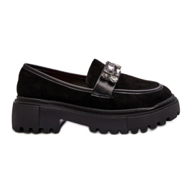Women's Moccasins With a Decorative Strap Black Nancille Women's Moccasins With a Decorative Strap Black Nancille