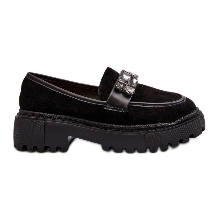 Women's Moccasins With a Decorative Strap Black Nancille