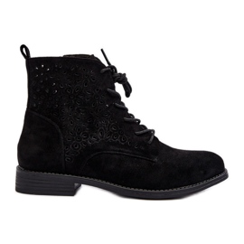 S.barski HY66-136 Women's Ankle Boots With Pattern, Black