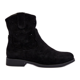 S.barski HY66-135 Women's Openwork Boots On Flat Heels Black