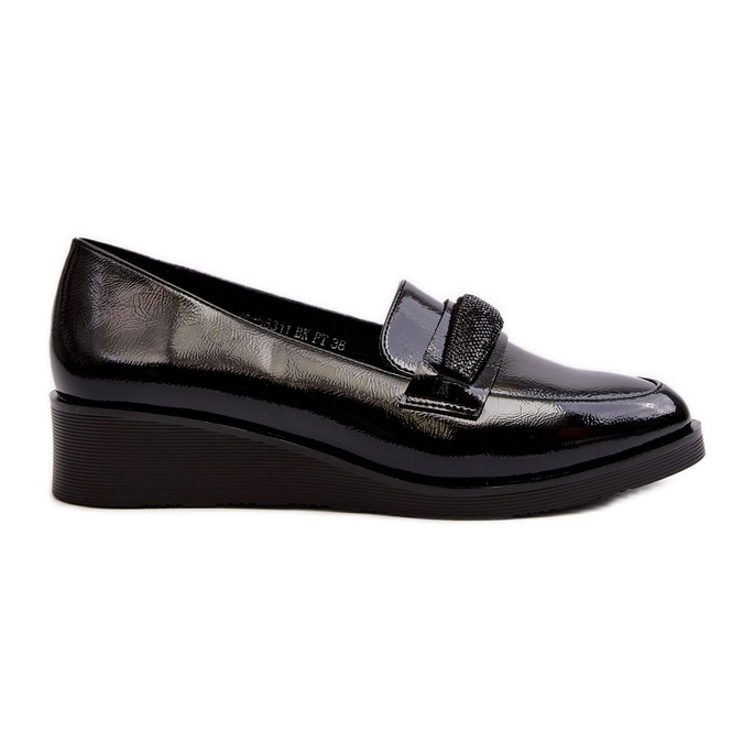 Vinceza Women's Patent Leather Shoes Loafers Black Polike Vinceza Women's Patent Leather Shoes Loafers Black Polike