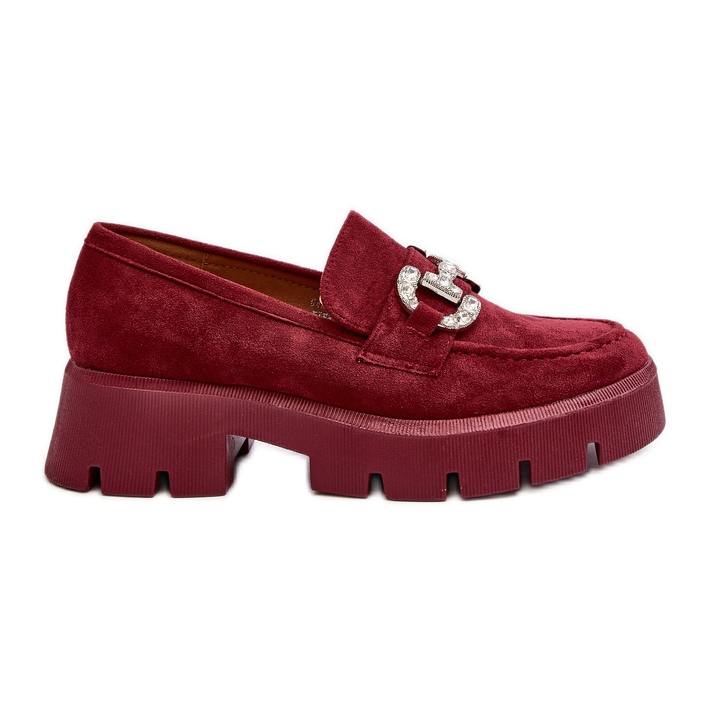 Women's Moccasins With Decoration, Burgundy Ellise red