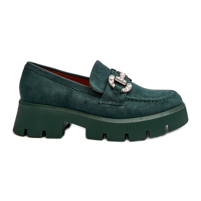 Women's Moccasins With Decoration, Green Ellise