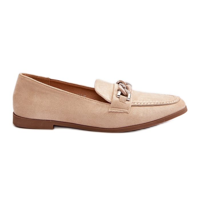 Women's Moccasins With Chain Beige Ambrise