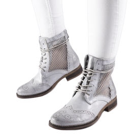 Silver openwork flat boots by Reeves Silver openwork flat boots by Reeves