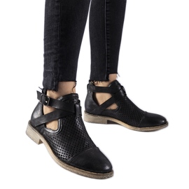 Black openwork, high-cut Kooter ankle boots