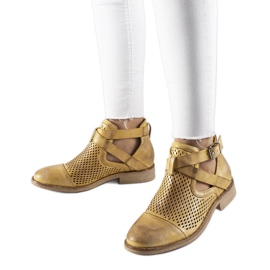 Yellow, openwork, high-cut ankle boots from Kooter Yellow, openwork, high-cut ankle boots from Kooter