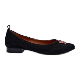 Zazoo 2887 Suede Ballet Flats With Decorative Butterfly, Black Zazoo 2887 Suede Ballet Flats With Decorative Butterfly, Black