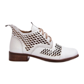 Zazoo 2704 Leather Openwork Boots, White