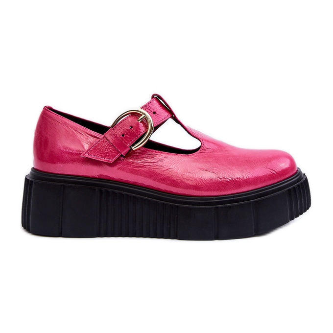 Zazoo 20102 Fashionable Patent Shoes on a Massive Fuchsia Platform pink