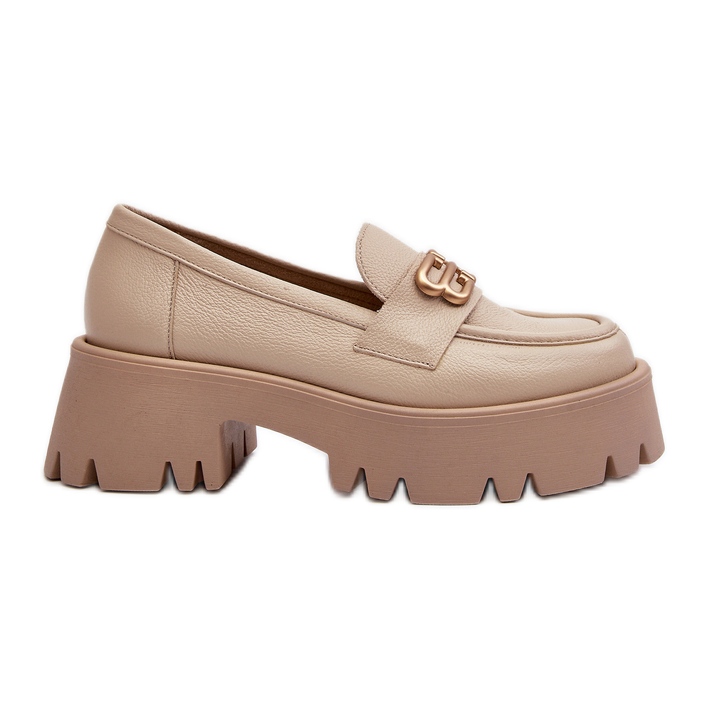 Zazoo 20164 Women's Loafers Made of Natural Leather, Beige
