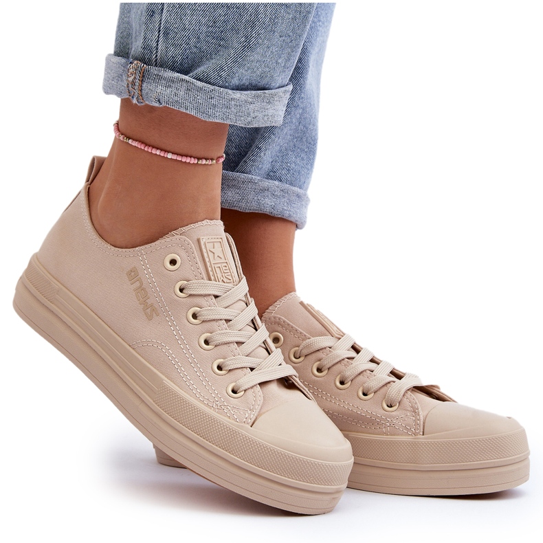 Women's Beige Fabric Sneakers Staneva
