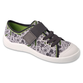 Befado children's slippers with velcro 351Y028 gray/green grey Befado children's slippers with velcro 351Y028 gray/green grey