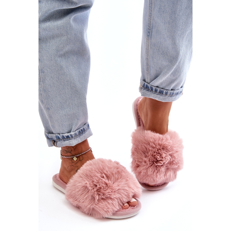 Women's slippers with fur, pink Vienitta