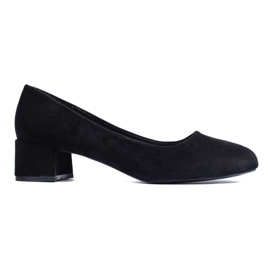 Ladies black best sale suede pumps