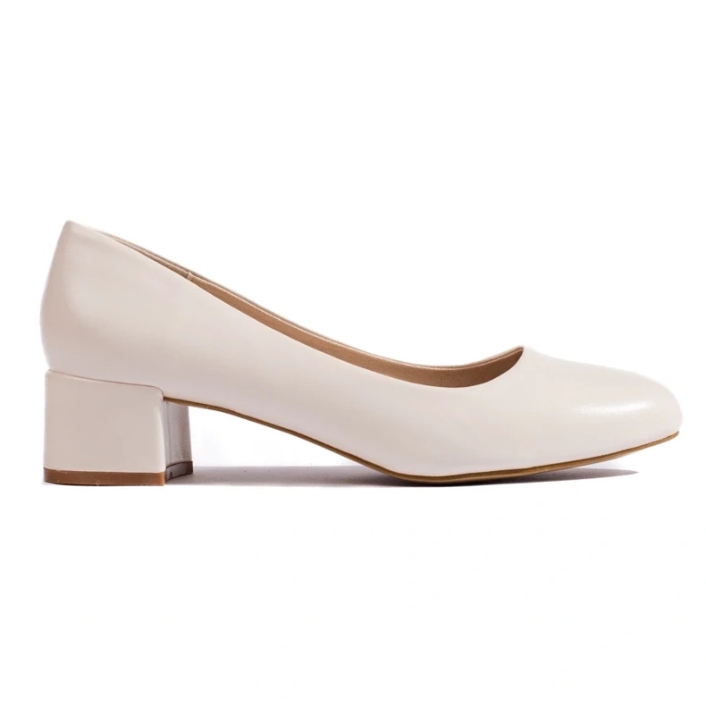 Women's low-heeled pumps, light beige Women's low-heeled pumps, light beige
